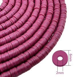 QiQnHngD 10 Strands Clay Bead, Heishi Beads for Bracelet Stack, Earth Tone Clay Beads for Adults, Flat Clay Beads Kit for Friendship Bracelets, Neutral Clay Beads Bracelet Making Kit(Maroon)