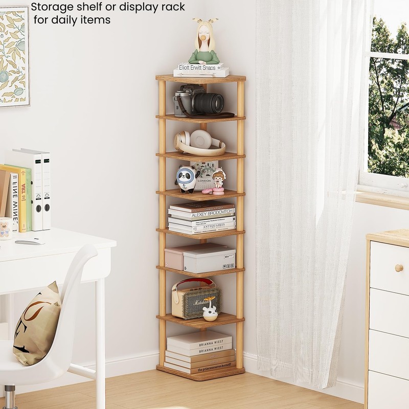 LUCKNOCK Vertical Shoe Rack, 8-Tier Tall Narrow Shoe Organizer for
