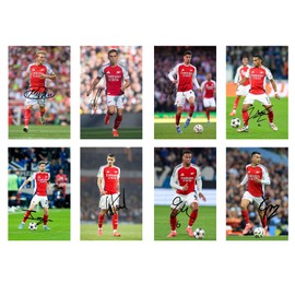 Set of 20 Individual Arsenal 2024/5 Football Players Signed 6X4 Inch Photo Prints With Pre Printed Signatures That Would Make A Great Gift For Any Fan.