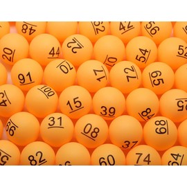 SelfTek 100Pcs Numbered Table Tennis Balls Beer PingPong 40mm Raffle Balls Lottery Balls Printed with Numbers for Party Games (No. 1-100)