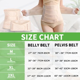 ZOLIQUEX 2 in 1 Postpartum Belly Band Wrap Beige, C-Section Support Belt X-Large, Post Partum Support Recovery Waist/Pelvis Belt, Hysterectomy Belly Band Binder Girdle Stomach