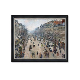 IPIC - The Boulevard Montmartre on a Winter Morning by Camille Pissarro, Classic Art Giclee Print with Solid Wood Frame for Home Decoration and Wall Art, Total Size 33.25" W x 27.25" H