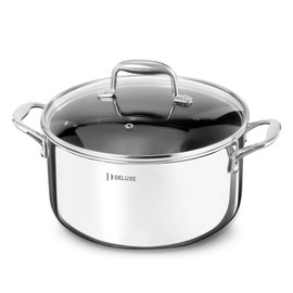 DELUXE Hybrid Ceramic Nonstick 5.4-Quart Dutch Oven with Tempered Glass Lid, Dishwasher Oven Safe, Induction Ready, PFOA Free Compatible with All Cooktops