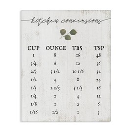 Stupell Industries Kitchen Conversion Chart Neutral Grey Word, Design by Artist Daphne Polselli Wall Art, 36x48, Canvas
