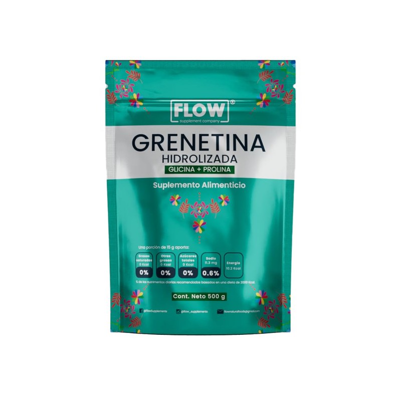 Flow Supplements | Grenetina Hidrolizada 500g - Grenetina Sin Sabor