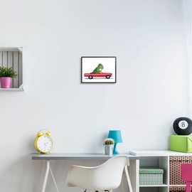 Stupell Industries Dinosaur Monster Sports Car Giclee Framed Wall Art, Design by Rachel Nieman