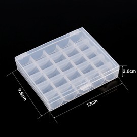Clear 25 Grids Sewing Bobbins Box,Plastic Empty Bobbins Case Sewing Machine Bobbin Organizer Storage Clear Box