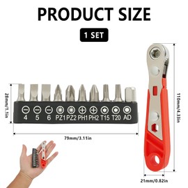 Right Angle Phillips Magnetic Screwdriver Set - Length of 4.33” Mini Ratchet Wrench, High Torque Reversible Offset Screwdriver with Durable Bits Set, Ideal for Tight Spaces in Home and Auto