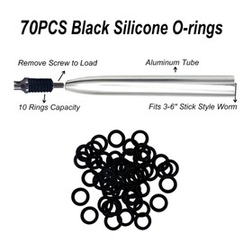 Herramienta de aparejo Wacky, plataformas de anzuelo de pesca, herramienta de anillo de aparejo loco con 70 juntas tóricas de gusano, kit de gusano loco para cebos suaves Senko Neko Finesse Stick