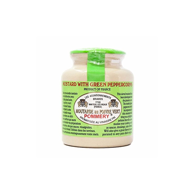 Pommery - Gourmet Green peppercorn Mustard from France in crock
