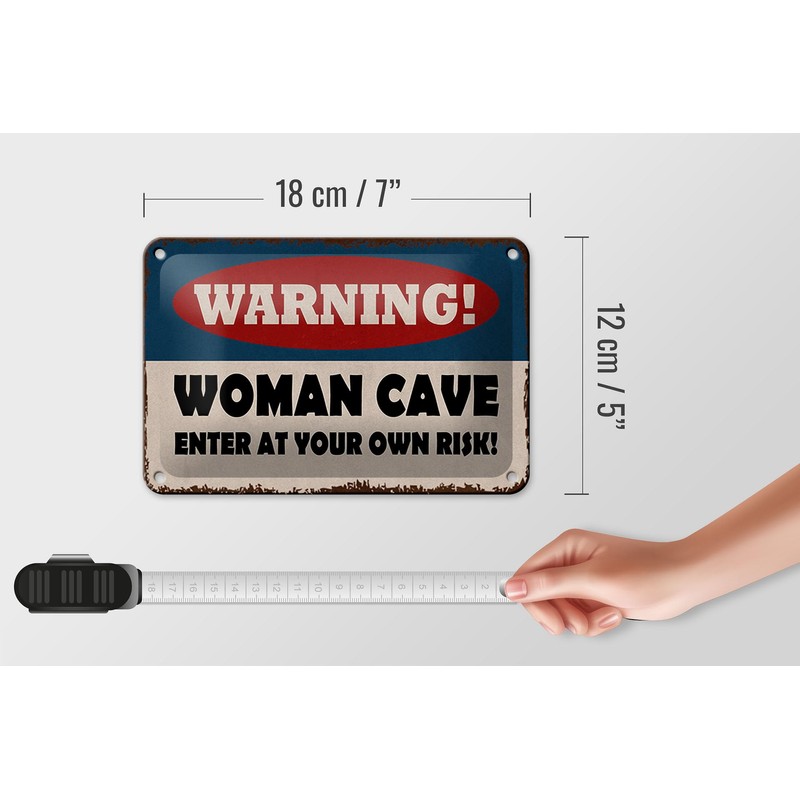 Tin Sign Saying 18 x 12 cm Warning Women Cave