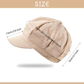 Geyoga 3 Pcs Women Newsboy Caps Adjustable Visor Beret Cap Gatsby Cabbie Hat 8 Panel Vintage Octagonal Visor Hats(Khaki, Light Pink and Black)