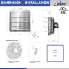 iLIVING 16" Wall Mounted Shutter Exhaust Fan, Automatic Shutter, with