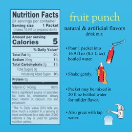 4C Powder Drink Mix Packets, Fruit Punch 1 Pack, 24 Count, Singles Stix On the Go, Refreshing Sugar Free Water Flavorings
