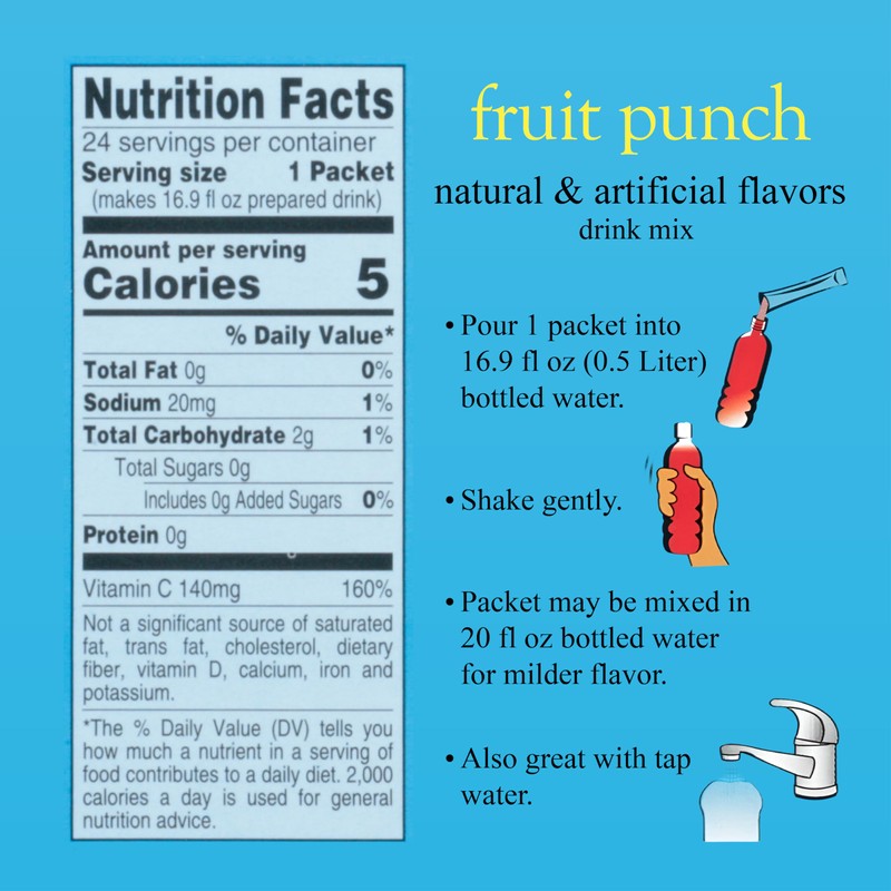 4C Powder Drink Mix Packets, Fruit Punch 1 Pack, 24