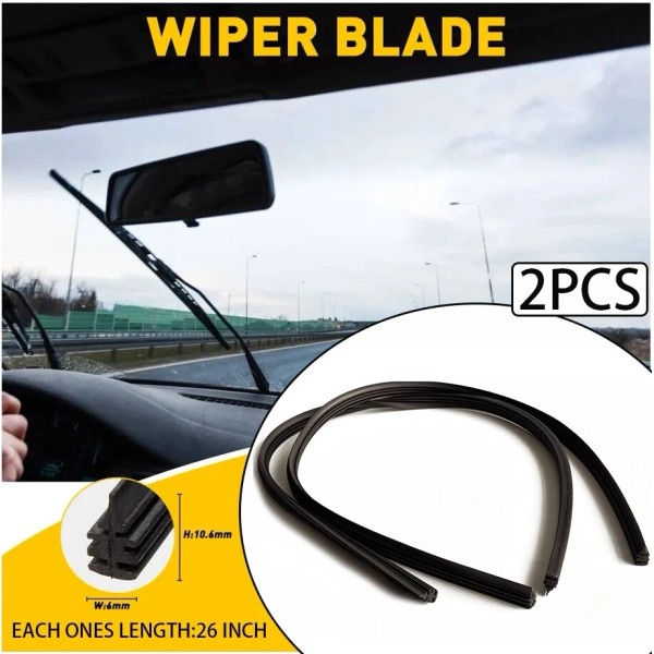 Unbranded 2Pcs 26in Universal Auto Car Bus Rubber Frameless Windshield