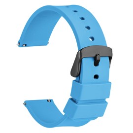 WOCCI Correa de reloj de silicona de 18 mm, correa de repuesto de goma de liberación rápida con hebilla de acero inoxidable negra (azul cielo)