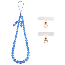 BEEFLYING Crystal Stone Beads Wrist Straps for Phone Handmade Anti-lost Lanyard Rope for Cell Phone Hanging (Blue)