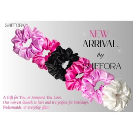 SHIFFORA Satin Silk Scrunchies For Women & Teens, Ponytail Holders, Elastic Bands, Hair Ties (Black, White, Pink, Dark pink) [Pack of 4], With A Surprise Gift