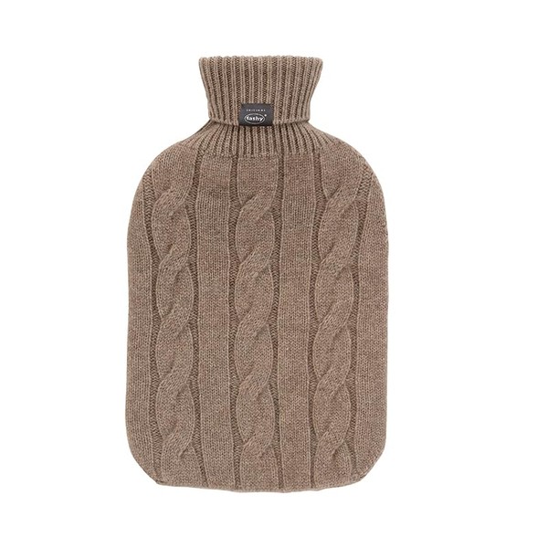 Fashy Hot Water Bottle Knitted Cover Cashmere Brown 2 L