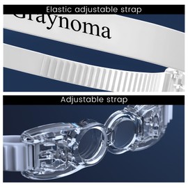 Graynoma Swim Goggles & Swim Cap Set, High Stretch Silicone Swim Cap and Anti-Fog Swimming Goggles for Adult Men Women (silvery white &white cap)