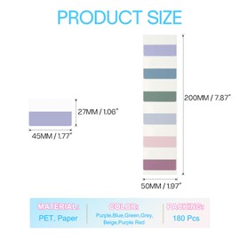 PATIKIL Clear Index Sticky Tabs, 180 Pcs Large Transparent Sticky Notes Bookmarks Planner Stickers Page Tabs for Office Notebooks File Folder Ledger Book, Retro 6 Colors