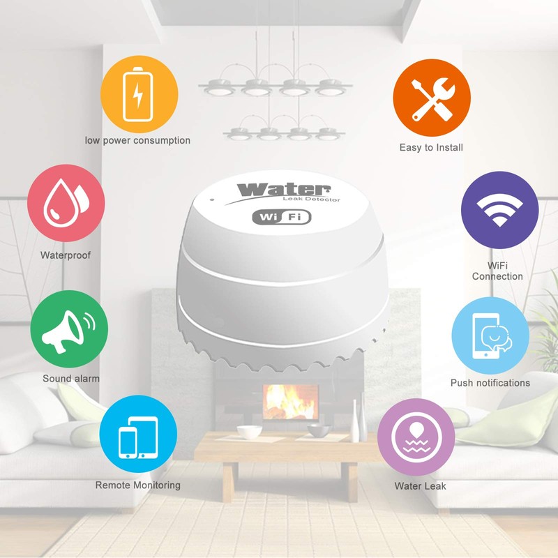 WiFi Flood Sensor, WiFi Water Leak Sensor Water Leakage Intrusion