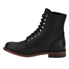 Justin Boot Company Men's Drennan Black Water Buffalo 7In Lace Up Roper Boot Black 11 D