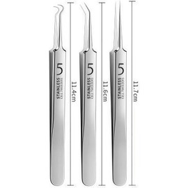 3Pcs Professional Stainless Steel Blackhead Remover Kit - Precision Pimple Extractor Tweezers with Storage Case | Acne Removal Tools for Estheticians and Home Skincare