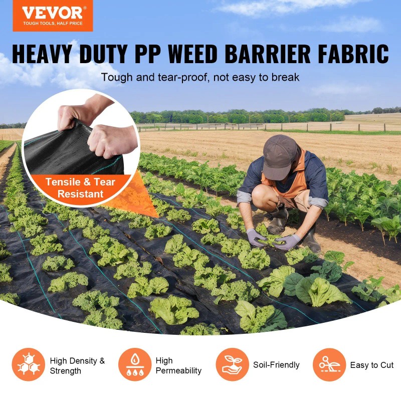 Woven Geotextile Fabric 13FT X 60FT Heavy Duty Weed Blocker