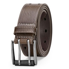 CHXRRPGC Men Classic Double Prong Faux Leather Belt Fashion Casual Heavy Duty Work Belts For Jeans Pants