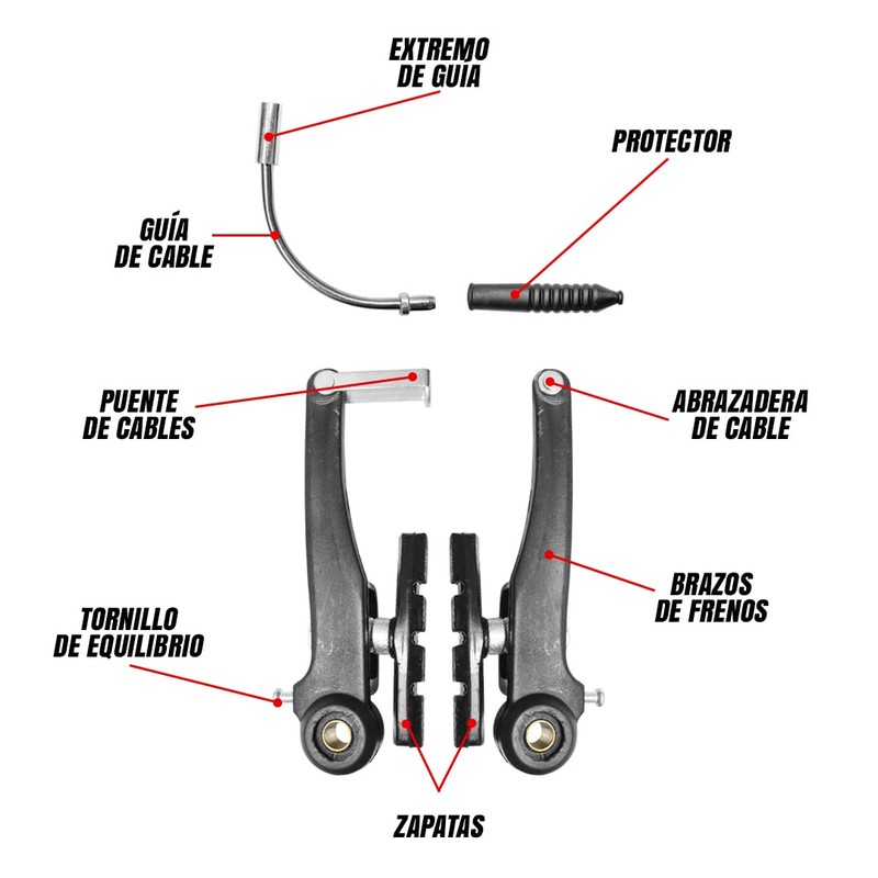 ALTREGO Frenos Bicicleta V-Brake de Acero Plastificado, Juego Completo