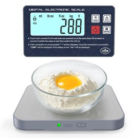 Digital Kitchen Food Scale - Detachable Display Electronic Weight Scale, 304 Stainless Steel Platform, Measuring in Grams & Ounces for Baking, Bread & Coffee, Backlit LCD, Wall-Mount & Tilt Stand