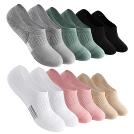 Bevigorio No Show Socks Womens Athletic Non Slip Cushioned Low Cut Socks Invisible Footies Hidden Running socks 6pairmix M