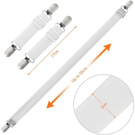 LIHAO 4 Pinzas Elásticas Ajustables para Funda de Tablas de Planchar y Sábanas de Camas (Blanca)