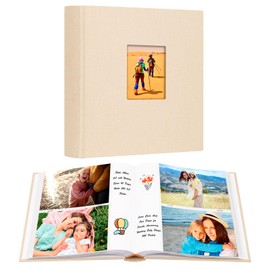 Aevdor 240 Pockets Photo Album 5x7 with Writing Space, Large Capacity 5x7 Photo Album Holds 240 Photos, Linen Cover Acid Free Pages 5x7 Photo Book with Memo for Baby Family Travel Wedding Photo, Beige
