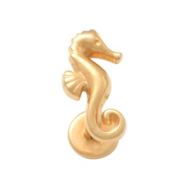 14k Real Solid Gold Seahorse Stud Piercing Earring, 6.5mm Push Pin Thread Ear Cartilage Helix Tragus Conch Flatback, Simple Dainty Gift 18gauge (14k Yellow Gold)