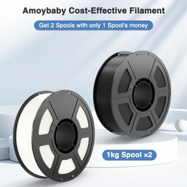 Amoybaby Silk PLA Filament 1.75mm 3D Printer Filament Bundle, Value Pack 2kg Spool (4.4lbs), Dimensional Accuracy +/- 0.03 mm, Fit Most FDM 3D Printer (Balck&White)