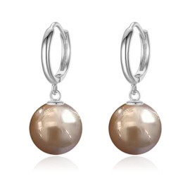 Salanda Pearl Drop Earrings Set, Gold Plated Pearl Dangle Earrings for Women Girls, mm, Silver, No Gemstone