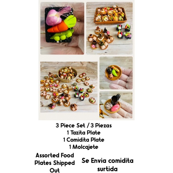 3x Molcajete 2 Platos De Comidita Para Dia De Muertos