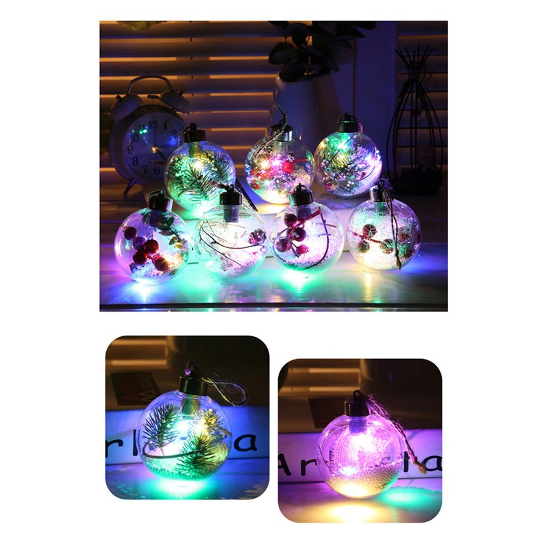 6Pcs Shining Christmas Balls with LED Light Pendants Refillable Ball