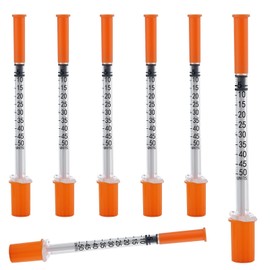 100 Pack 0.5ml Disposable Syringe, 31G 0.5cc 5/16 Inch (8mm) Lab Supplies Syringes, Individually Wrapped