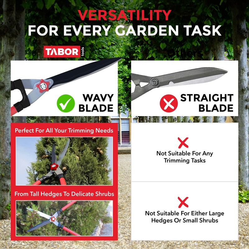TABOR TOOLS B620A Hedge Shears with Wavy Blade for Trimming