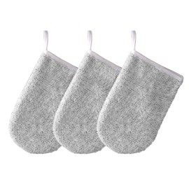 Sinland Microfiber Face Cleansing Gloves Makeup Remove Cloths 5.1inch x 7.8inch 3 Pack Light Grey