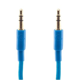 LockMingle 3.5mm Auxiliary Audio Cable, 1m Braided Nylon, Gold-Plated Connectors, Blue