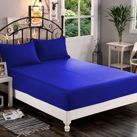 Elegant Comfort - Sábana Bajera Ajustable con Bolsillo Profundo de hasta 40,6 cm, Resistente a Las Arrugas y a la decoloración, Moderno, Azul Royal, King, 1