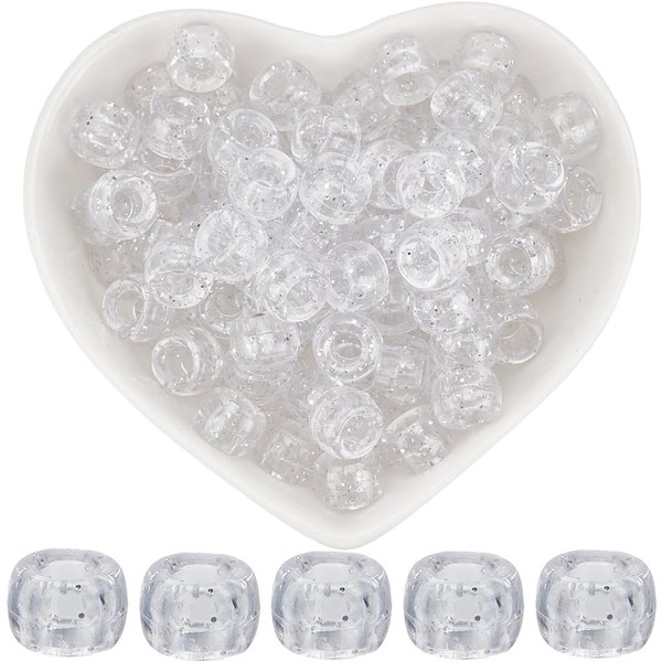 SOFPLATE 1 Box 500Pcs 9x6mm Clear Pony Beads Sparkly Plastic