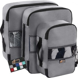 Gorilla Grip 8 Set Packing Cubes, Travel Essentials for Suitcases, Breathable Mesh Organizer Bags for Clothes, Toiletries, Shoes and Laundry, Luggage and Backpack Carry On Airplane Accessories, Gray