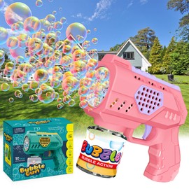 Panamalar Bubble Gun Bubble Machine for Kids Toddlers, Bubble Machine Guns 10000+ Bubbles per Minute with Lights/Bubble Solution, Portable Bubble Blower Maker Toys for Outdoor Garden Party Wedding