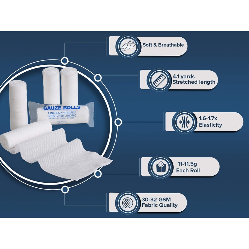 Gauze Rolls Pack of 72 – Premium Quality Lint and